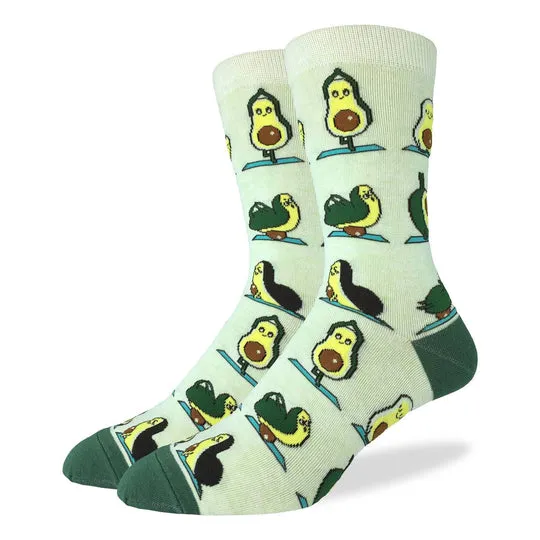 "Avocado Yoga" Cotton Crew Socks by Good Luck Sock