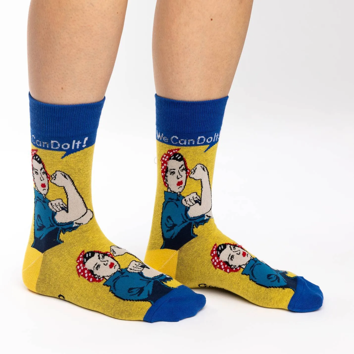 "Rosie the Riveter" Cotton Crew Socks by Good Luck Sock - Medium