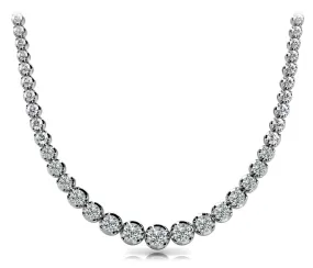 RAIN 15 Carat Diamond Rivera Graduated Necklace in Platinum Low Base Basket 4 Prong F Color VS1 Clarity BY MIKE NEKTA