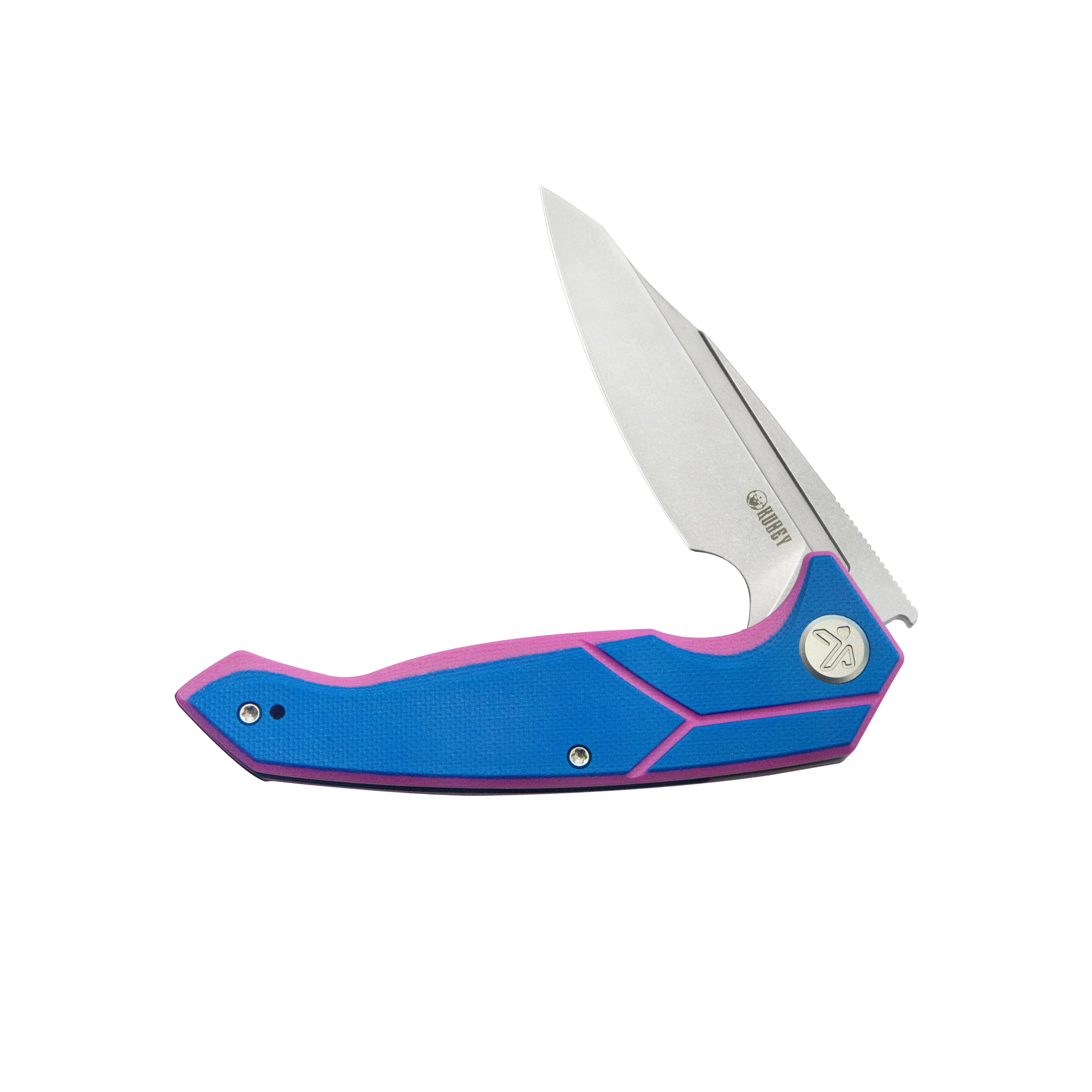 RBC-1 Outdoor Flipper Knife Blue Pink G10 Handle 3.46 Stonewash 14C28N KU373C