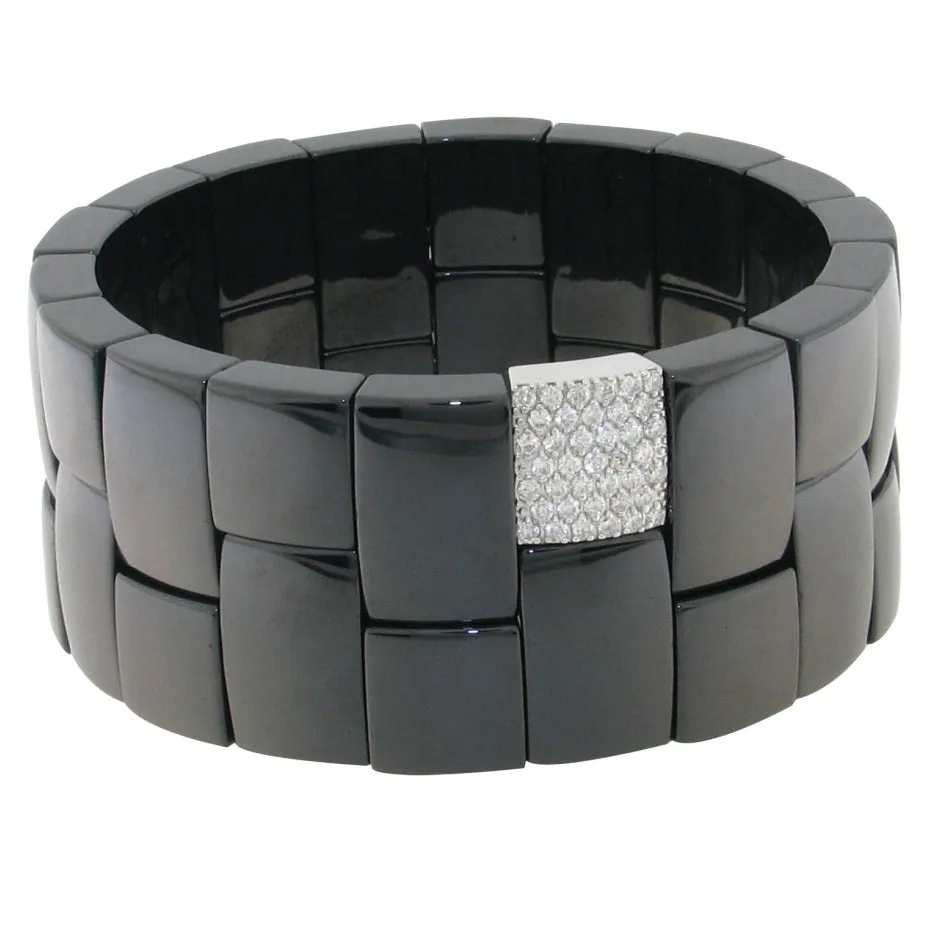 Roberto Demeglio Domino Black Ceramic Bracelet with Diamonds and 18K White Gold