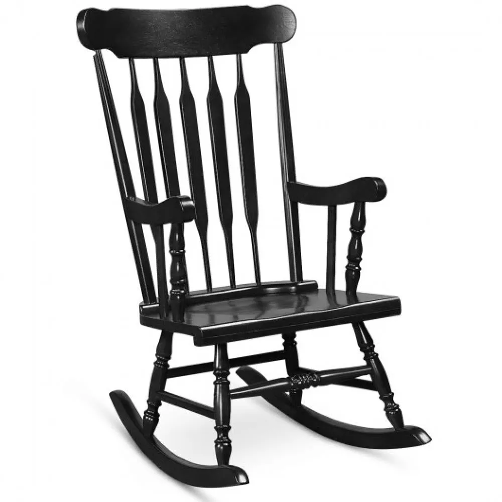 Rocking Chair with Solid Wooden Frame for Garden and Patio-White