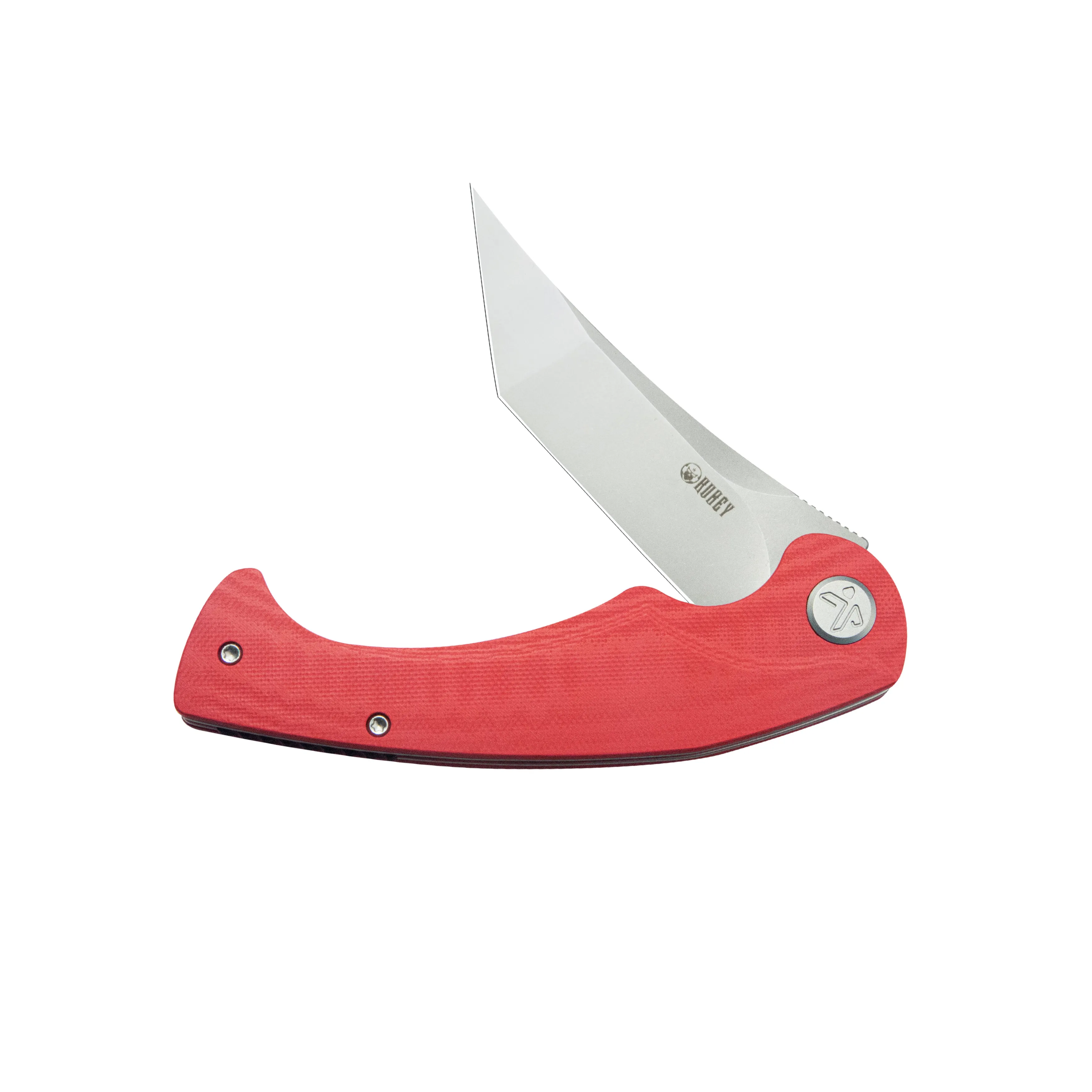 Scimitar Tanto Liner Lock Hunting Folding Knife Red G10 Handle 3.46 Beadblast 14C28N KU175E