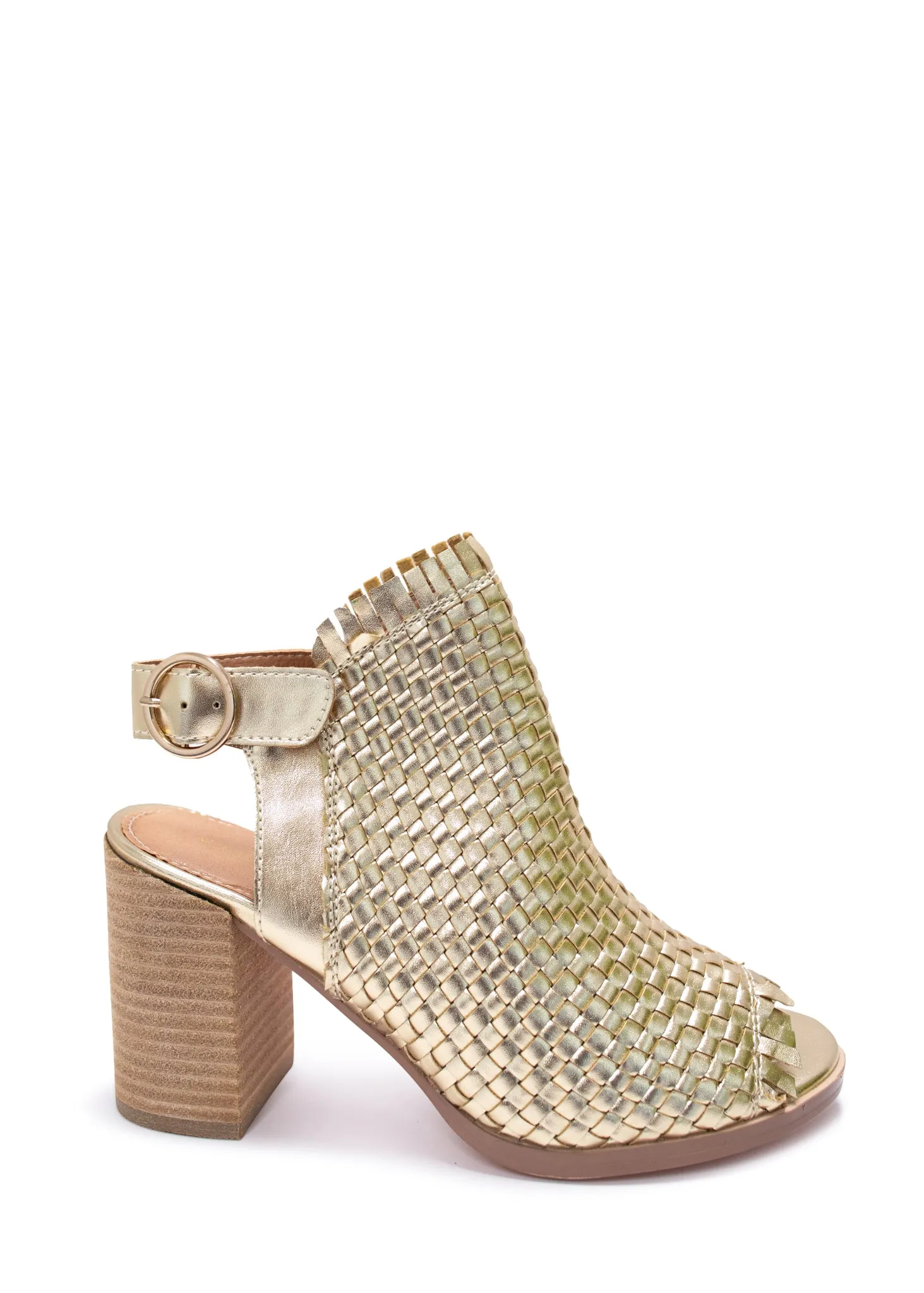 Starla Heeled Sandal in Metallic Gold