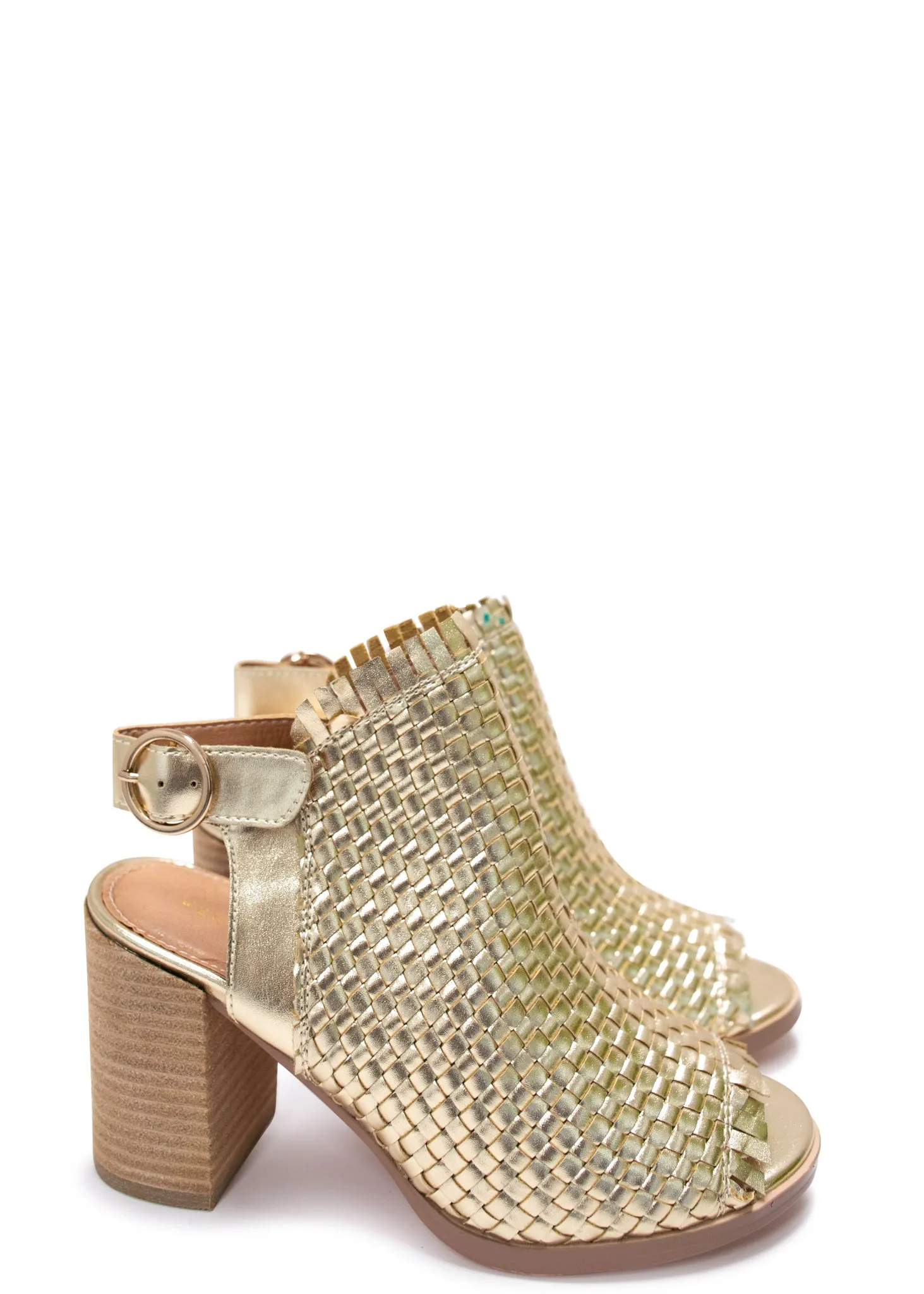 Starla Heeled Sandal in Metallic Gold