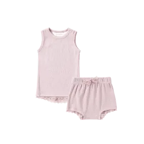 Susukoshi Organic PJ Singlet Shorties Set | Pale Lilac