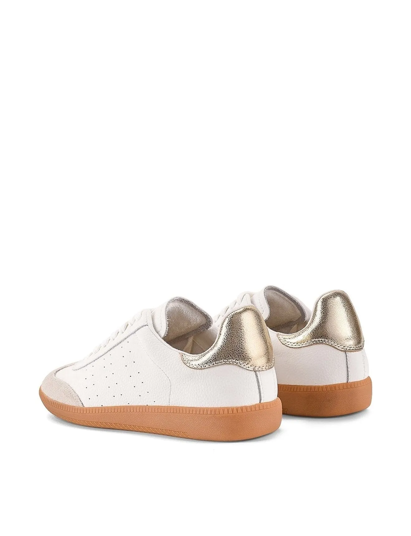 Sutton Cupsole Sneaker - White/Gold Leather