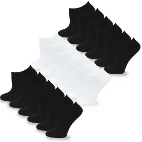 TeeHee Socks Men's Casual Polyester No Show Black, White 18-Pack (10051)