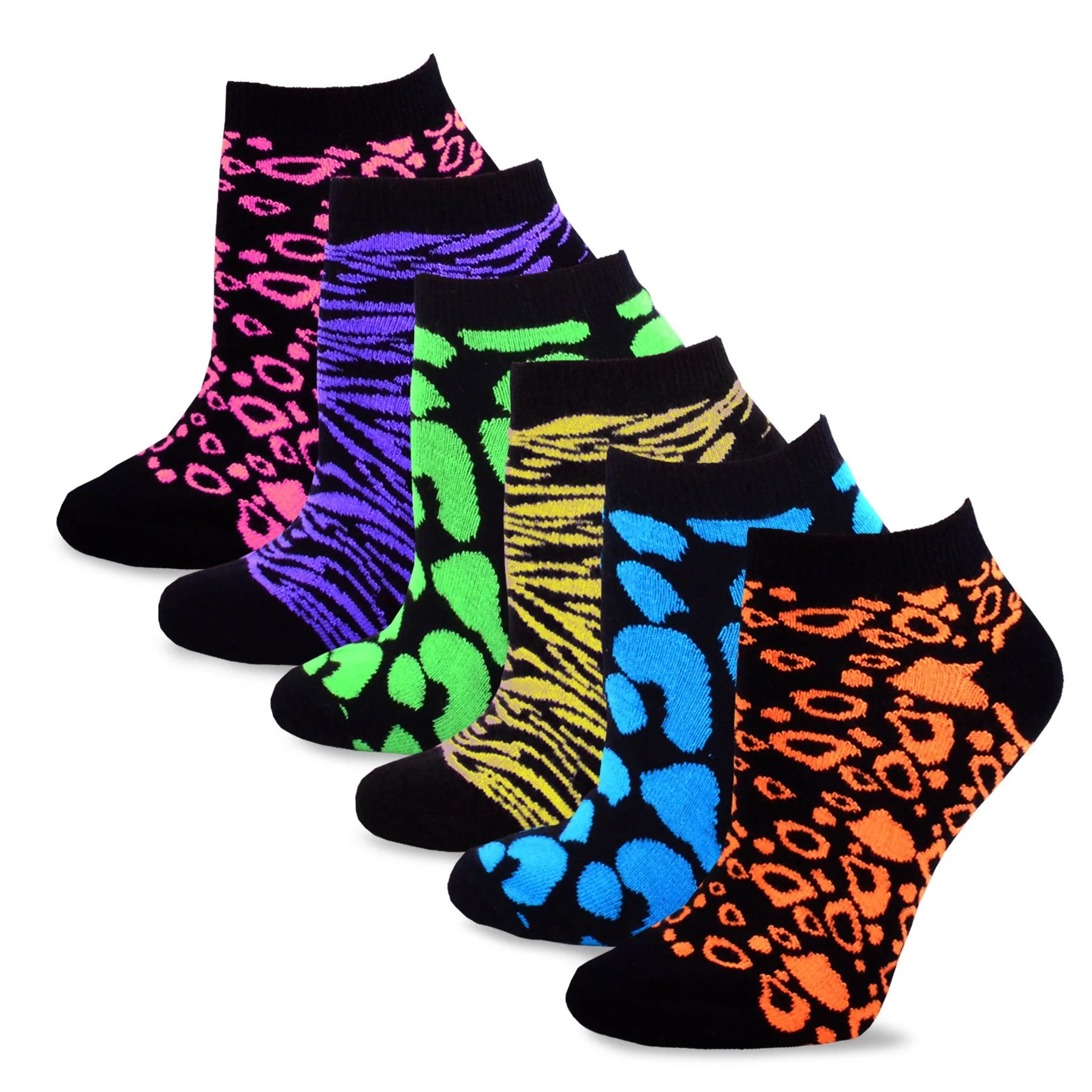 TeeHee Socks Women's Casual Acrylic No Show Animal Print and Argyle 18-Pack (12066)