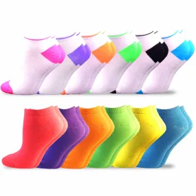 TeeHee Socks Women's Casual Acrylic No Show Solid Assorted 12-Pack (10052)