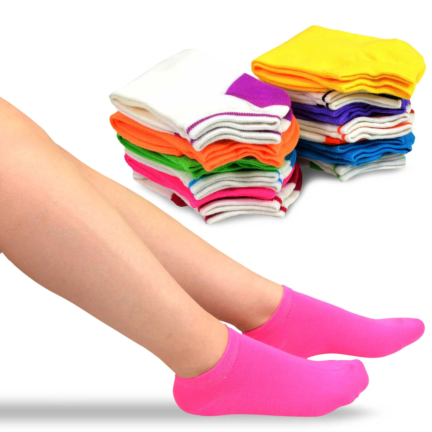 TeeHee Socks Women's Casual Acrylic No Show Solid Assorted 12-Pack (10052)