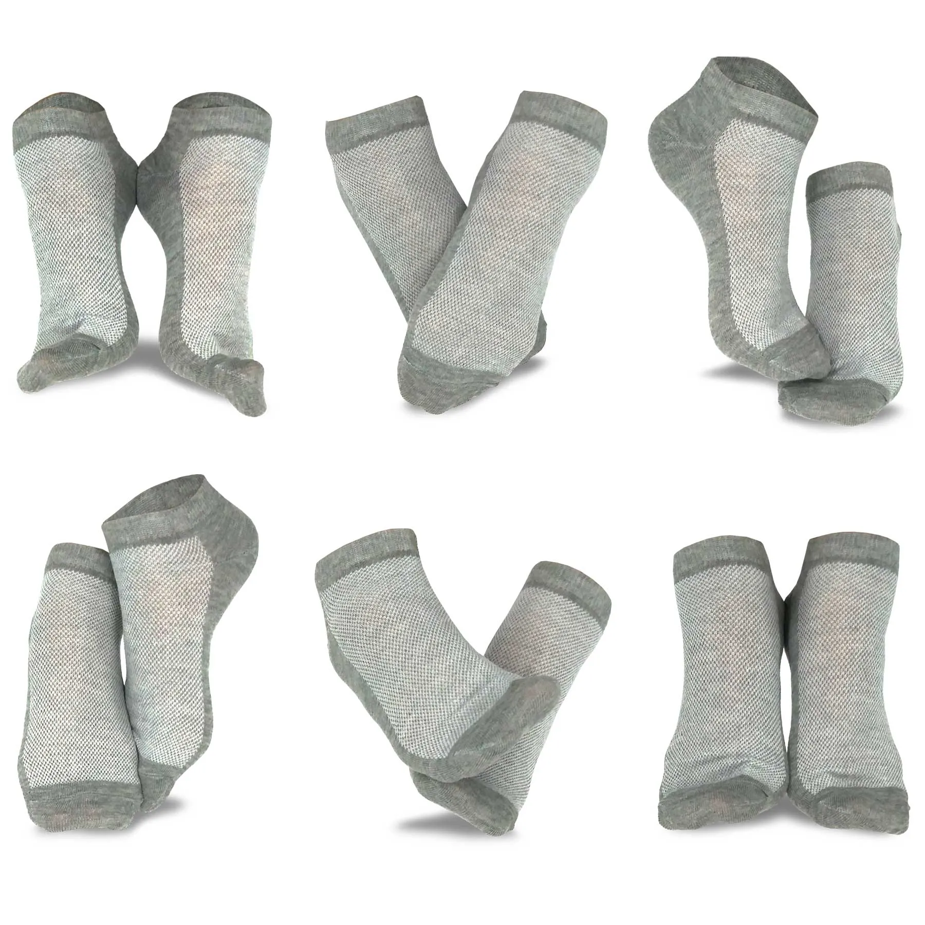 TeeHee Socks Women's Casual Polyester No Show Grey 6-Pack (10051)