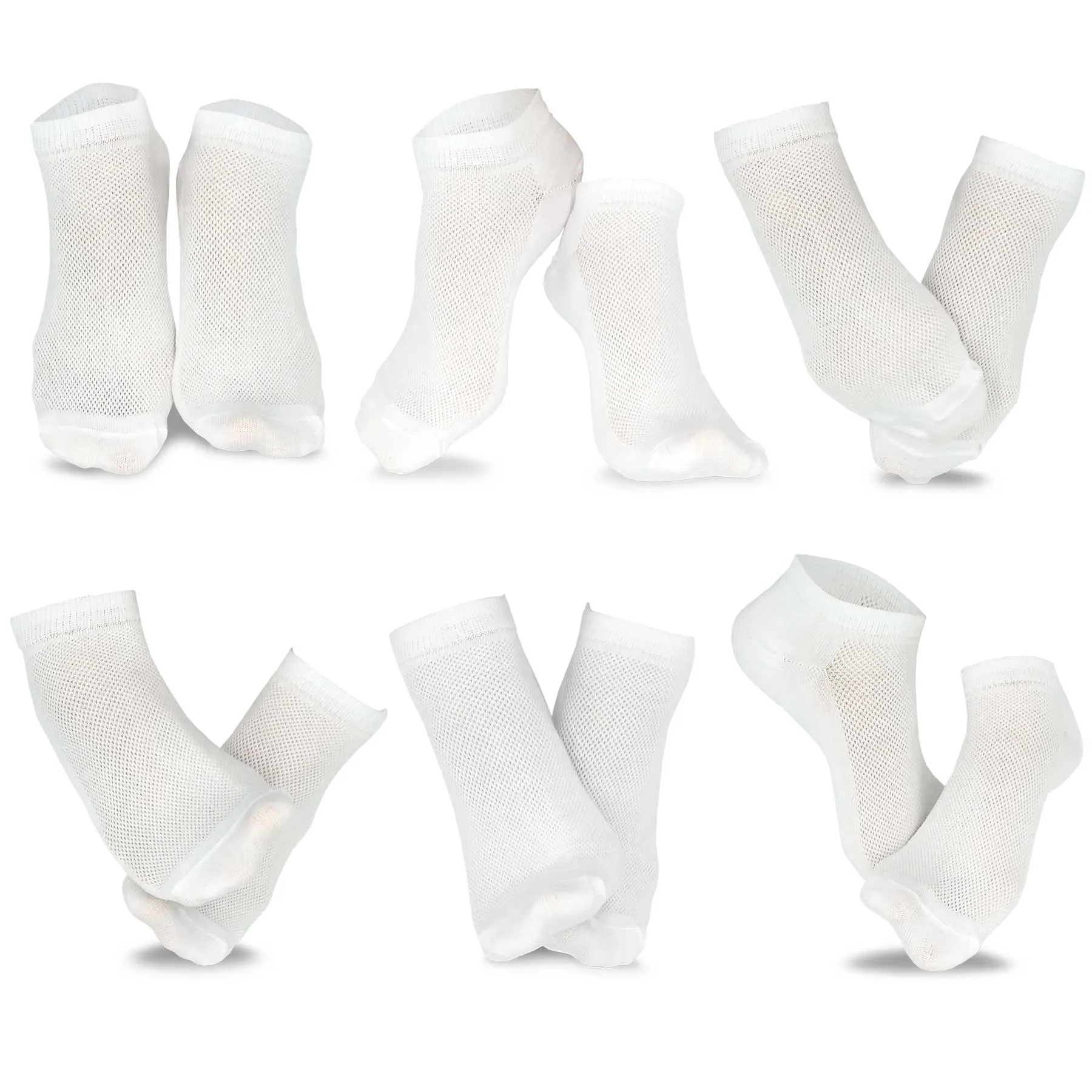 TeeHee Socks Women's Casual Polyester No Show White 6-Pack (10051)