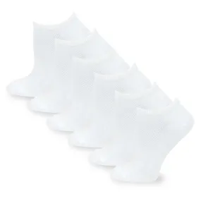 TeeHee Socks Women's Casual Polyester No Show White 6-Pack (10051)