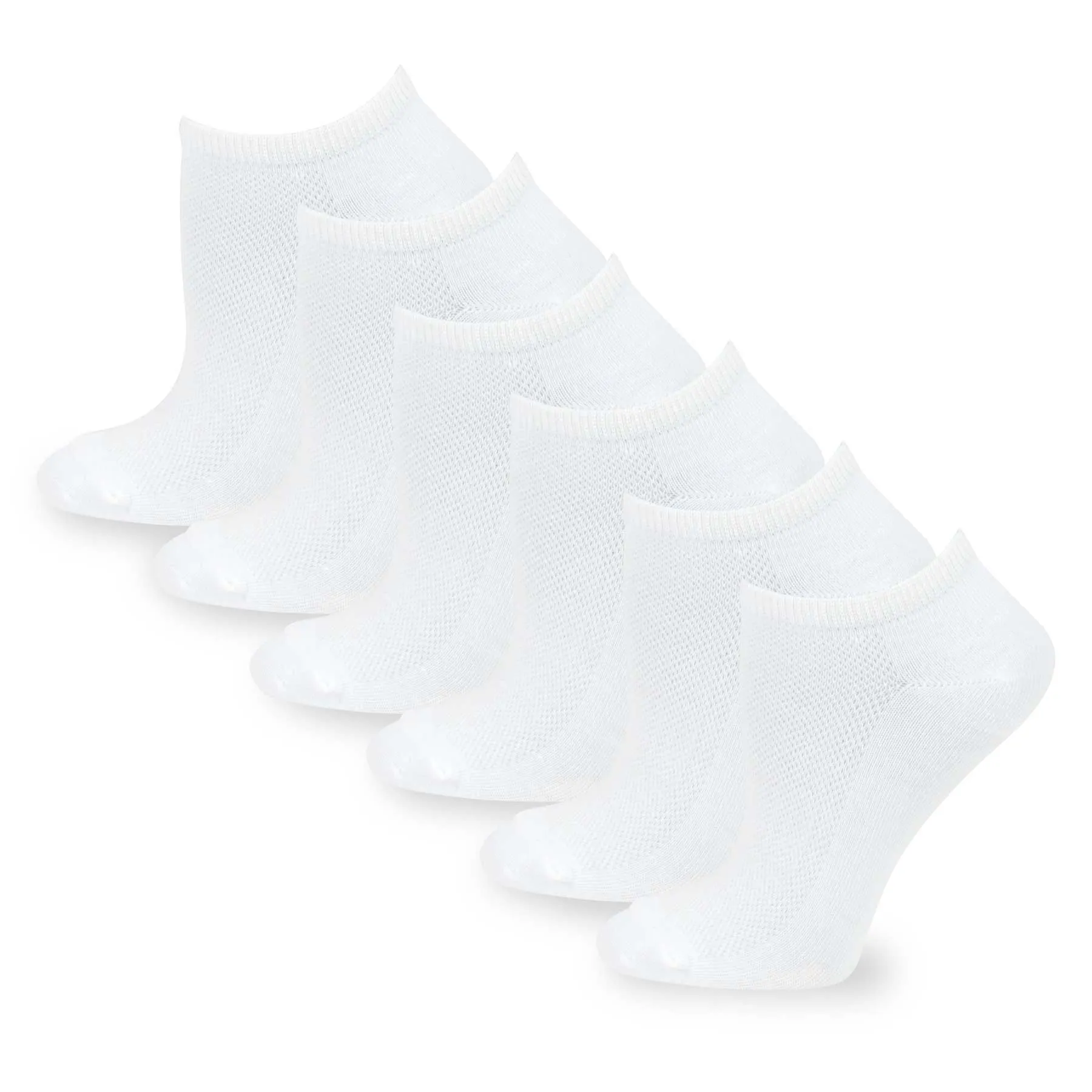 TeeHee Socks Women's Casual Polyester No Show White 6-Pack (10051)