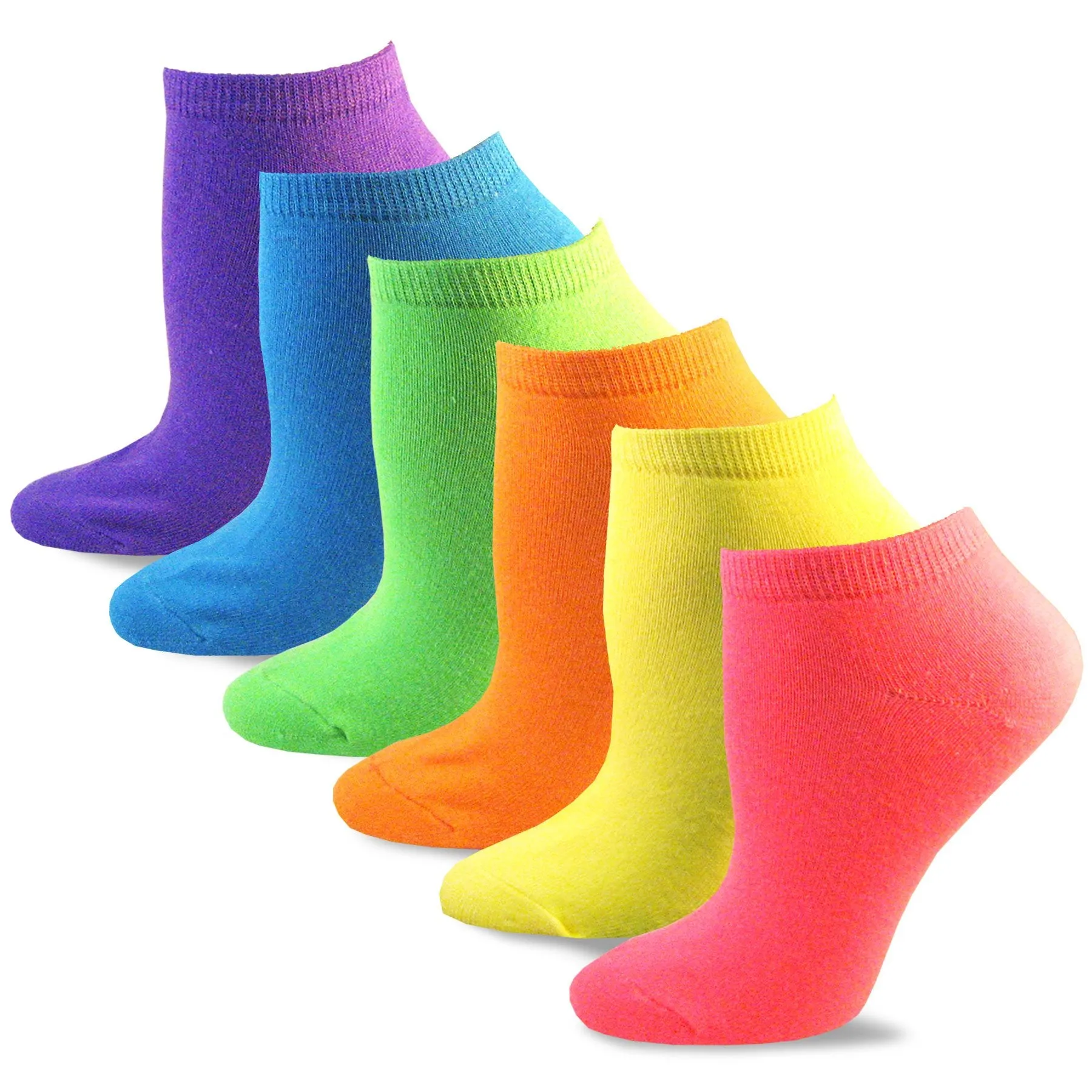 TeeHee Socks Women's Causal Acrylic No Show Bright Neon 18-Pack (12068)