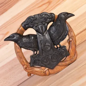 Thor's Hammer and Black Ravens Wall Hanging