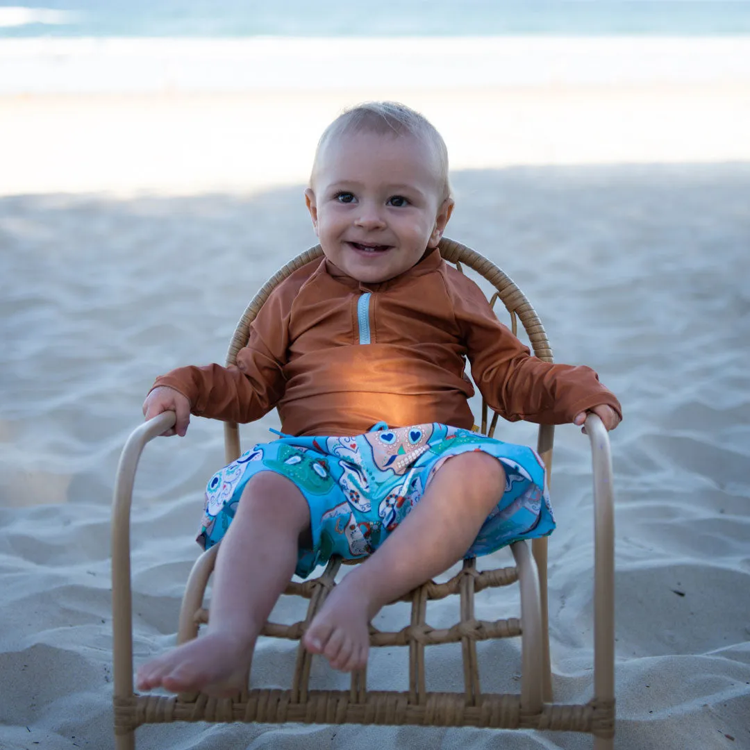 Tyoub Long Sleeve Raglan Rash Vest Recycled Terracotta Kids