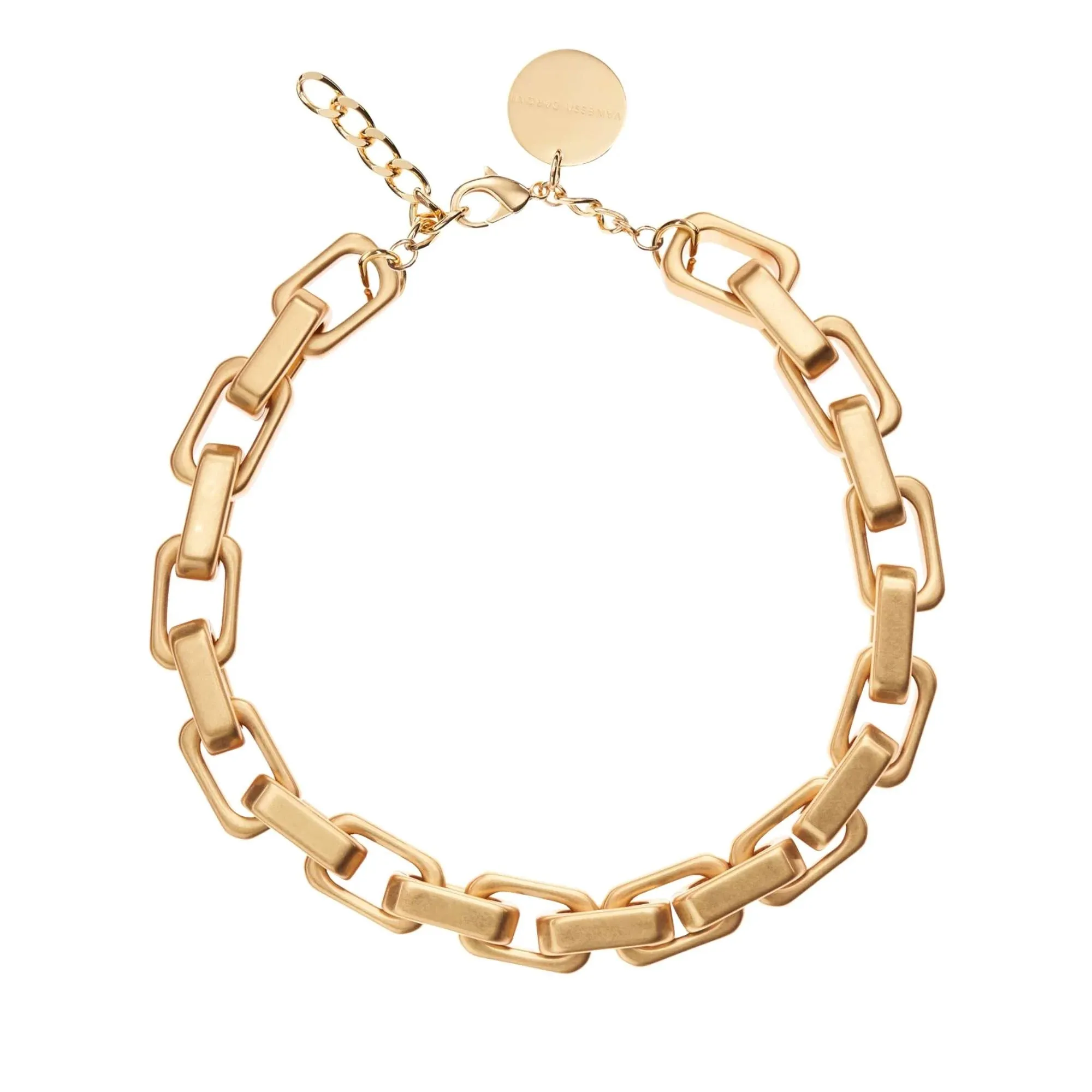 Vanessa Baroni Tank Chain Matt Gold Necklace