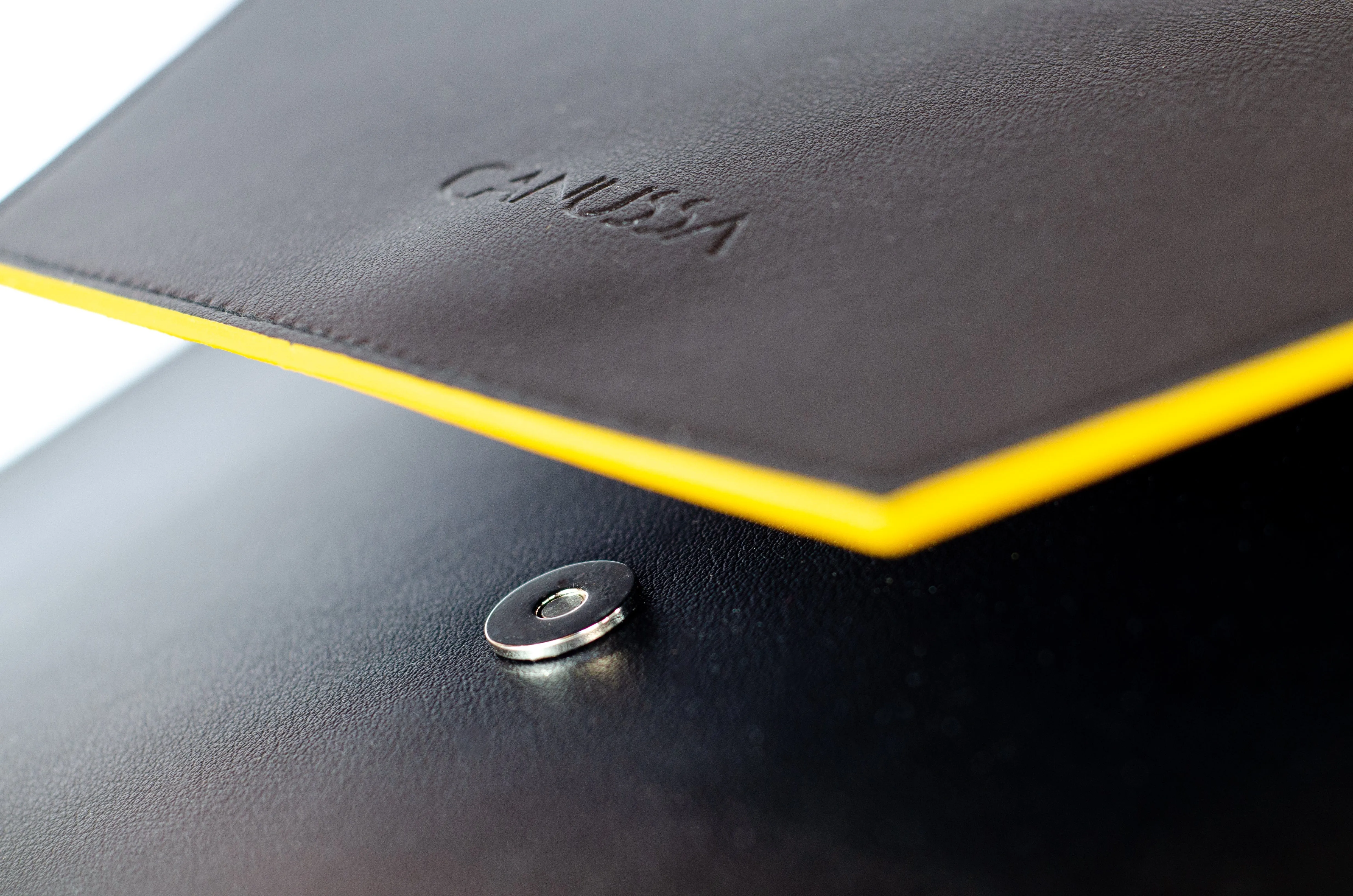 Versatile Vegan Leather Laptop Case | Black & Yellow