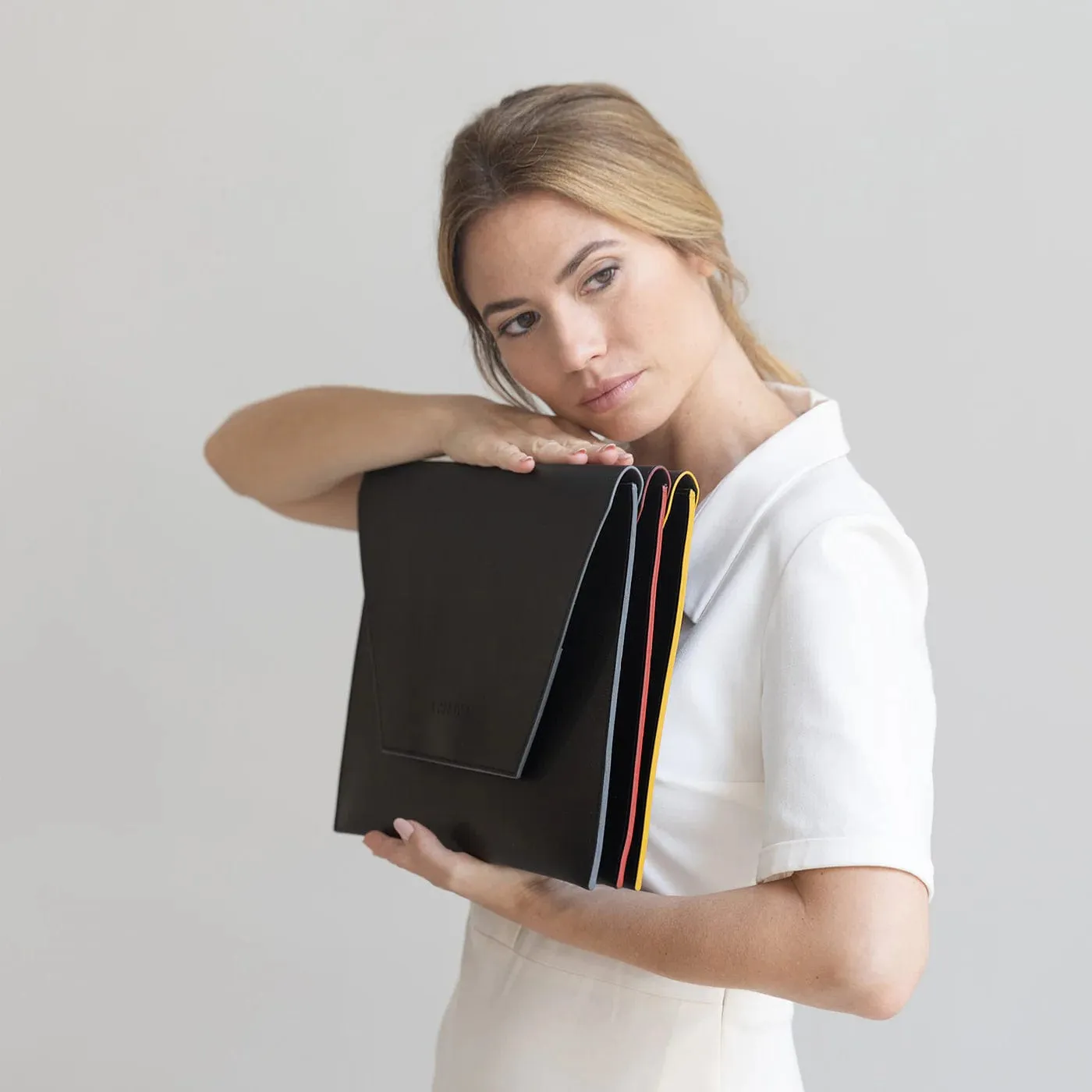 Versatile Vegan Leather Laptop Case | Black & Yellow