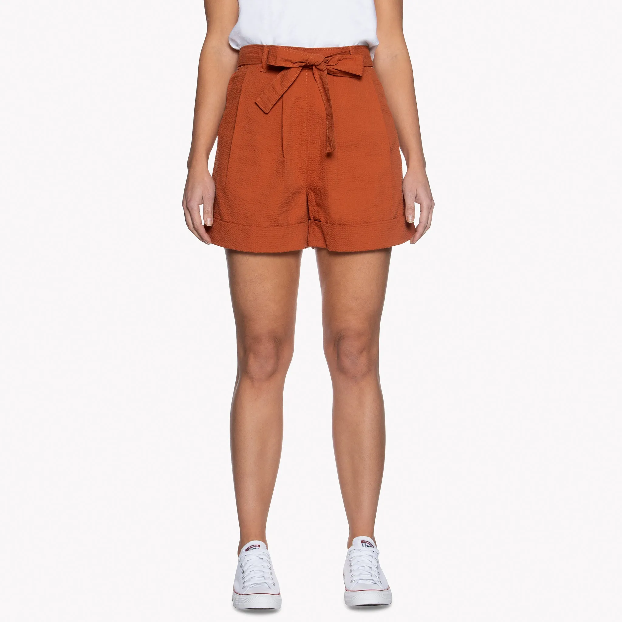 Wide Cuffed Short - Seersucker 40s - Burnt Orange