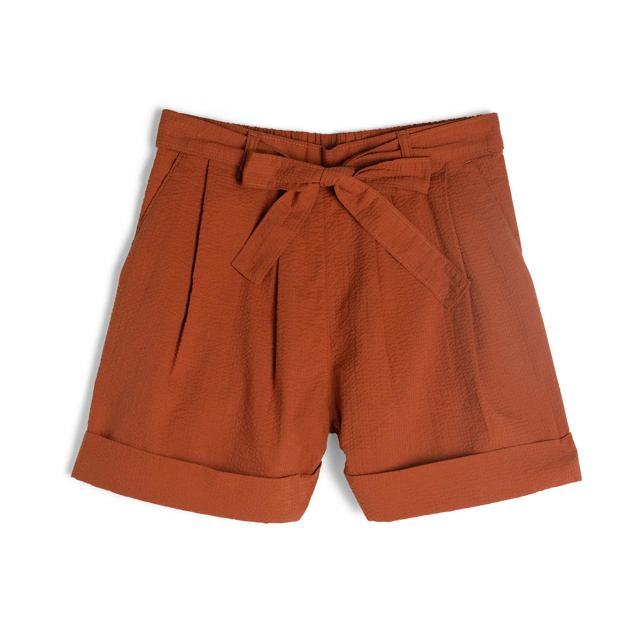 Wide Cuffed Short - Seersucker 40s - Burnt Orange