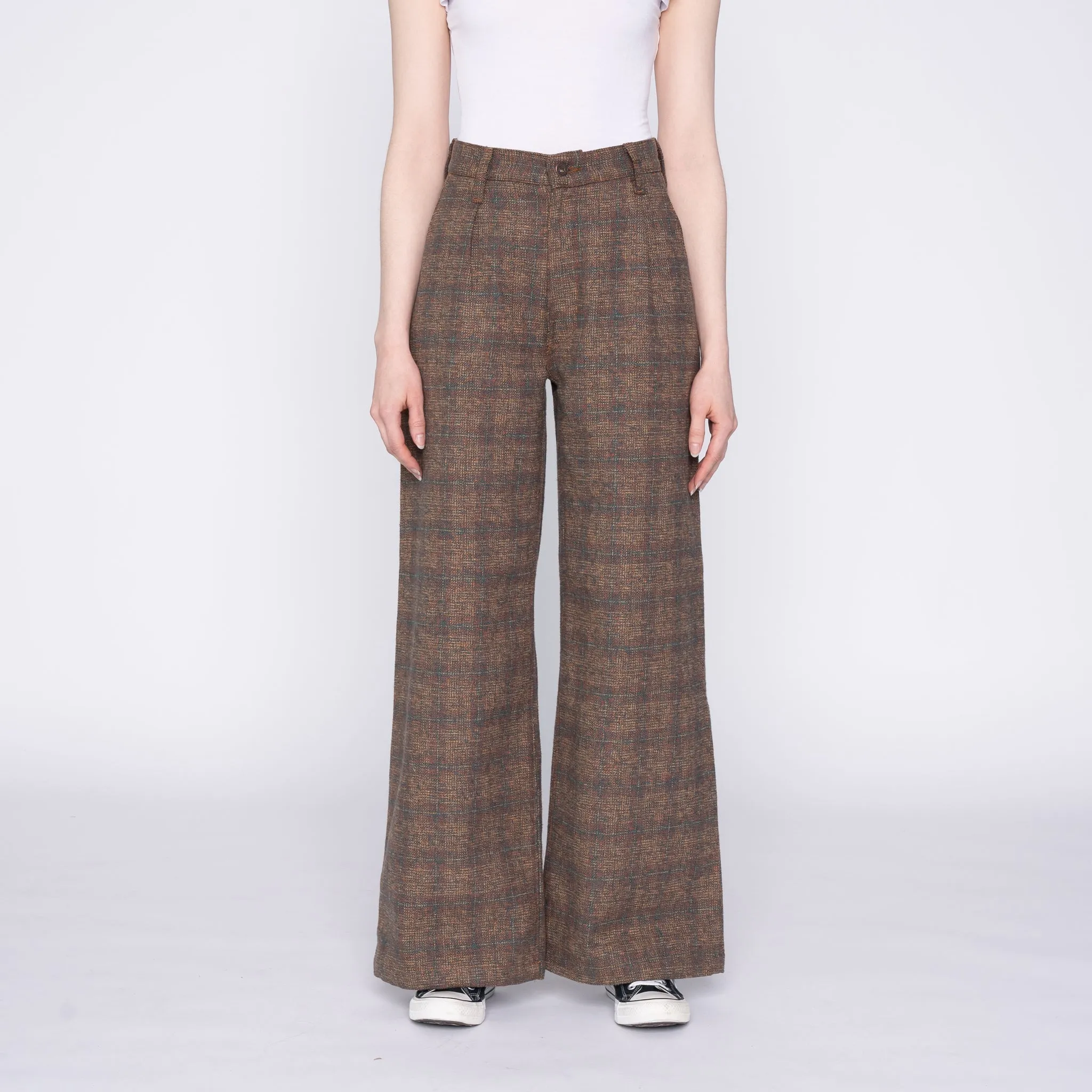 Wide Leg Trouser - Triple Yarn Twist Brushed Tweed - Desert Sunset