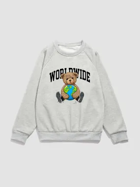 Worldwide Bear Print Raglan Sleeves Sweatshirt