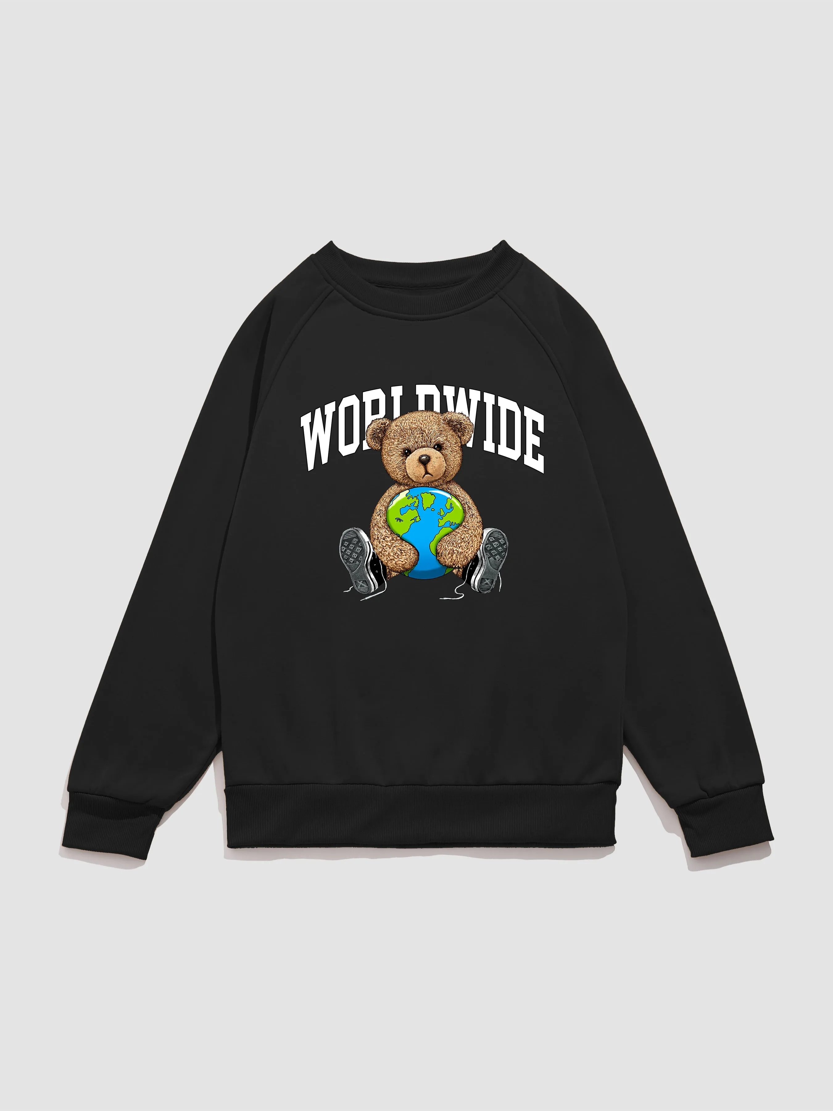 Worldwide Bear Print Raglan Sleeves Sweatshirt