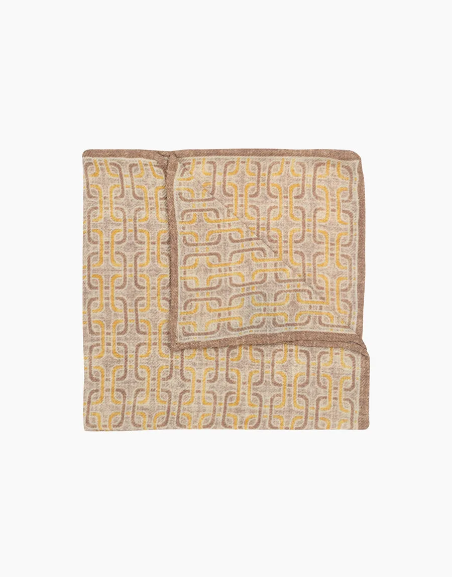 Yellow geometric silk pocket square